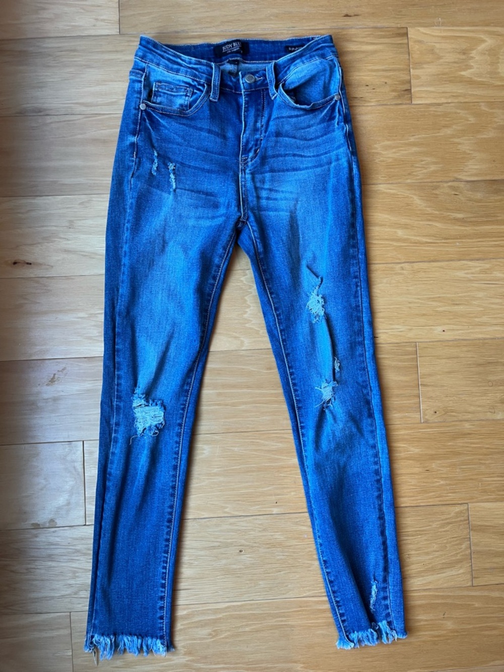 Judy Blue Distressed Skinny Jeans in Bright Blue Wash